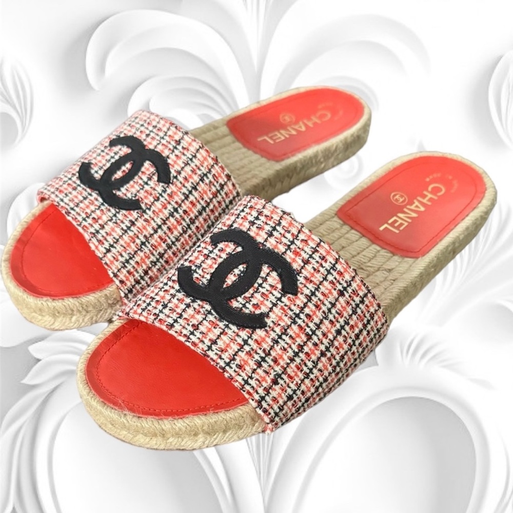 NEW CHANEL Tweed CC Slides size 39 EU/ 9 US (Brand New)